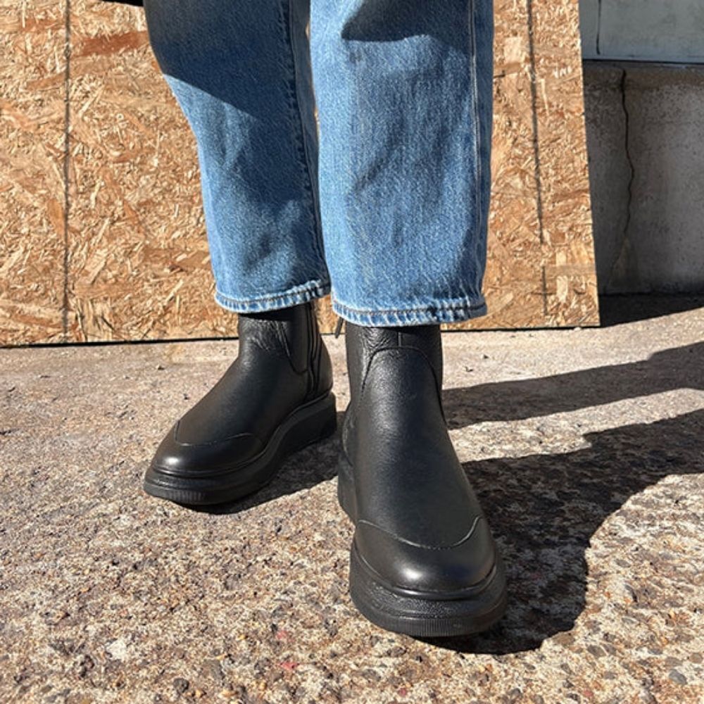 Black Leather Ankle Boots - Picture 9 of 9
